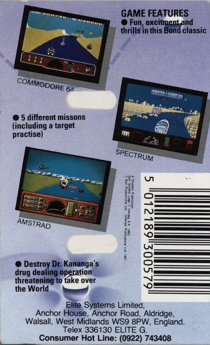 007 James Bond box art for Commodore 64